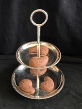 Vintage schöne Etagere versilbert Perlrand  Anbietschale Gebäck Pralinen Snacks 