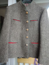 Lodentrachtenjacke, fester Walkloden in braun, Gr. 24, grün paspoliert, Neu