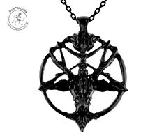 Halskette Ziegenkopf Pentagramm Baphomet Amulett Teufel Satan Dämon Gothic Hölle