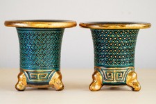 2er Set Japanische Bonsai Orchidee Omoto Topf φ3,7 Zoll (9,3 cm) grün bemalt ...