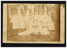 Foto-AK Gruppenbild Lazarett-Personal, als Feldpostkarte ANGERBURG 29.10.1917