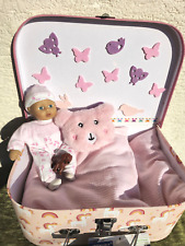 Zapf Puppe mini Chou Chou 20 cm Babypuppe 1999 + Spielkoffer+ Bettzeug Doll rosa