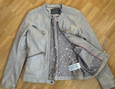 Sportliche Cecil Lederjacke Grau/Taupe - weiches Lederimitat - Gr. S - 36/38