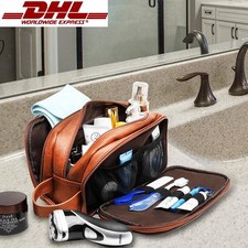 PU-Leder Herren große wasserdichte Reise-Kulturtasche Tragegriff Kulturbeutel DE