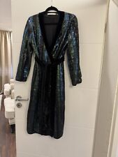 Zara  Kimono Wickelkleid  Schwarze Grüne Pailletten  Größe M