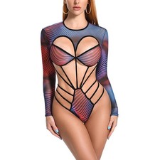 Sexy hochgeschnittener Damen-Overall Body Dessous transparent G-String Nachtwäs
