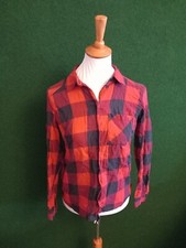 H&M Damen Langarm Hemd Gr. 32 Rot Schwarz Kariert 15773