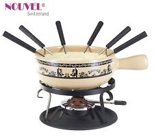 6 Personen Käsefondue-Set Nouvel Swiss FOLKLORE  beige II.Wahl Sale Aktion