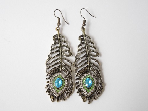 Vintage ohrringe feder pfau - vintage,