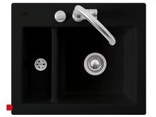 Subway 60 XM Ebony Schwarz Keramik Spüle  inkl. Hahnlöcher