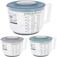 Kunststoff Messbecher 2 Liter mit Deckel Rühröffnung Küchenschüssel Rührschüssel