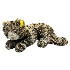 Steiff Katze Minou 074806 Tabby Plüsch Stofftier 35cm Grau Gepunktet Liegend KF