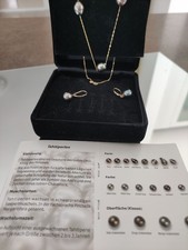 QVC Tahiti Perlen Schmuck Set Halskette und Ohrringe 585 Gold