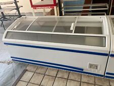 AHT Berlin Gefriertruhe,Tiefkühltruhe, gebogenen Glasdeckel, blaue Streifen