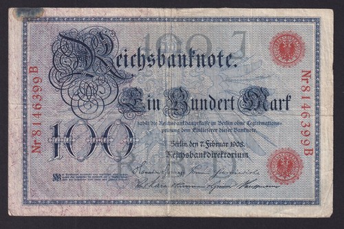Reichsbanknote 100 mark vom - reichsbanknote, mark,