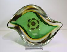 Murano große Sommerso Schale-grün-bernstein OG-23082