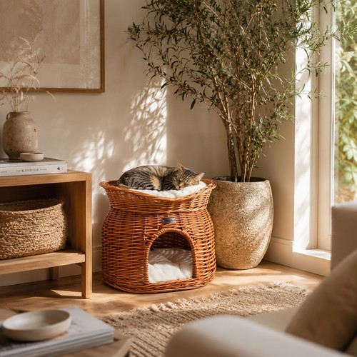 Weidenkorb für katzen - weidenkorb,