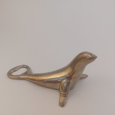 Vintage 70er JAHRE  FLASCHENÖFFNER SEEHUND VERCHROMT