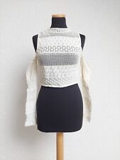 Creme Cold Shoulder Cut Out Häkel Bluse Shirt von Zara, Gr. M (NEU)