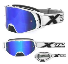 MX Brille TWO-X Rocket Crossbrille MX Enduro weiss verspiegelt blau