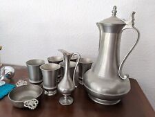 Soltauer Zinn - 6 Zinnkrüge mit großer Zinnkaraffe