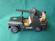 Nomura Spielzeug T.N Japan 1950s Litho Blechplatte Akku Op Anti Flugzeug Jeep