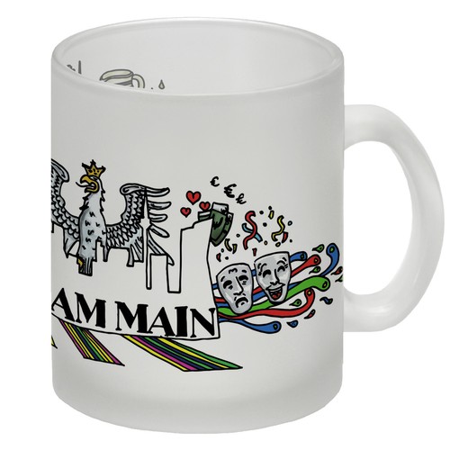 Glas tasse mit wimmelgrafik - glas,