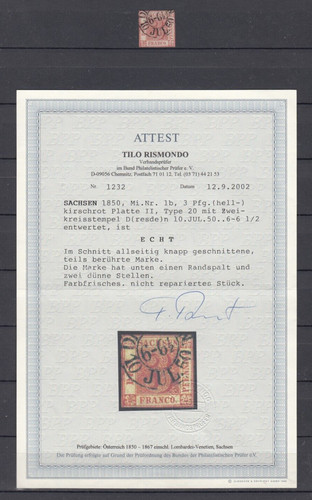 Sachsen 1850 sachsendreier 1b - sachsen,,