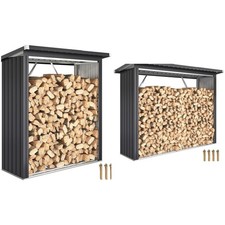 Kaminholzregal Außen Stahl erhöhtes Brennholzregal Grau