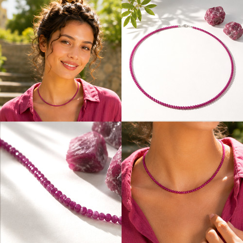 Edelsteinkette aus rubin - edelsteinkette,