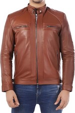 Herren Lederjacke Tan Brown