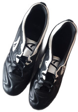 Alpha Herren Fussballschuhe Stollenschuhe Kickschuhe Rasenschuhe Leder schwarz 