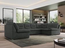 Big U-förmiges Ecksofa MORBIDO U mit Schlaffunktion, Wellenfederung, Sofa XXL