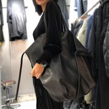 Damen Handtasche Tote XXL Schwarz Echtleder Shopper – Große Schultertasche, modi