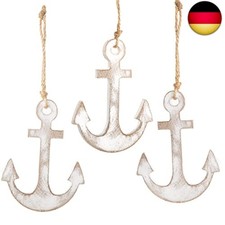 Logbuch-Verlag 3 kleine Anker Anhänger weiß - Schiffsanker aus Holz mit Schnur 1
