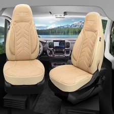 Pilot Wohnmobil Leder Sitzbezüge passend für Fiat Ducato (Beige)
