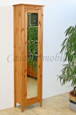 Mehrzweckschrank Kiefer massiv gelaugt geölt Hoch-schrank mit Spiegel Putz-regal