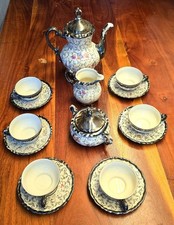 Mokkaservice Tee Johann Haviland RW Rosenthal Bavaria Feinsilber, Geblümt, Antik