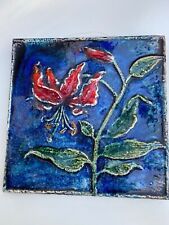 Keramik- Bild Wandfliese 28x28x2 cm Rote Lilien Karlsruher Majolika
