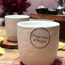 Gusta Espressotassen Set 2er Steingut 120 ml Becher Handgemacht, Mokka Tassen