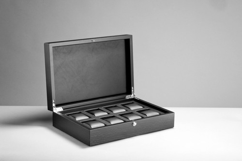 Schwarze uhrenbox für uhren - uhrenbox, 8