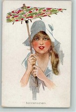 13032439 - Frau mit einem Japanischer Sonnenschirm ca 1920 signiert Frau