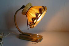 Tischlampe Messing Antik Stoffschirm Jugendsti (G6406-R12)