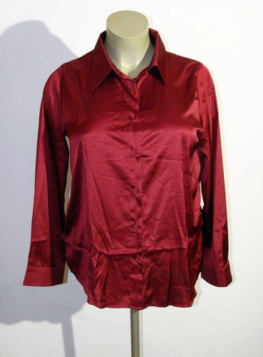 Satin glanz bluse - glanz, rot