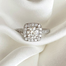 Diamant Damen Verlobungsring Lab Grown Rund 0,90 Karat 14 Karat Weißgold...