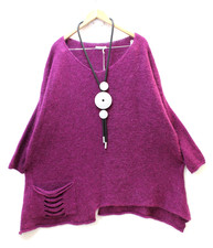 Moonshine Pullover 48 50 52 54 Oversize  Lagenlook  Magenta  Tasche Neu