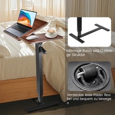 klappbar Betttisch höhenverstellbar Beistelltisch mit Rollen Pflegetisch Holz DE