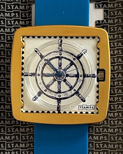 Stamps Uhr: Wheely + Metal Jack Gold matt + Armband Silikon blue /neuwertig