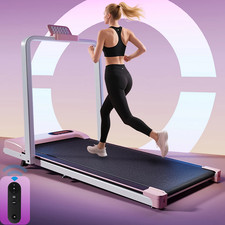 BTM klappbares Laufband 1 bis 10 km/h Geschwindigkeit, LED-Display, Steigung, Handyhalter pink
