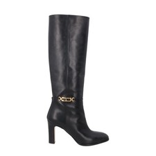 Tom Ford Whitney kniehohe Damen-Lederstiefel schwarz goldfarbene Hardware UK 4 UVP 1750